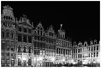 Guildhalls at night, Grand Place. Brussels, Belgium ( black and white)