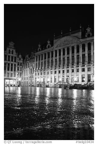 Grand Place at night. Brussels, Belgium (black and white)