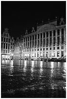 Grand Place at night. Brussels, Belgium ( black and white)