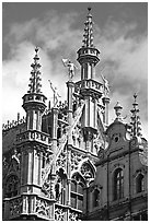 Roof of King's house, Grand Place. Brussels, Belgium (black and white)