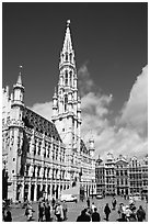 Grand Place and town hall. Brussels, Belgium (black and white)