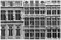 Detail of guild house facades. Brussels, Belgium (black and white)