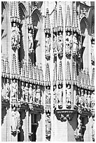 Detail of the gothic town hall. Brussels, Belgium (black and white)