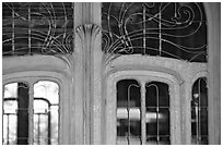 Detail of Art Nouveau door of Hotel Solvay. Brussels, Belgium (black and white)