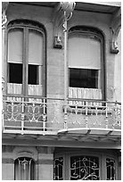 Balcony of Horta Museum in Art Nouveau style. Brussels, Belgium ( black and white)