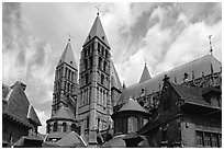 Notre Dame Cathedral. Tournai, Belgium (black and white)