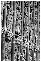 Carvings outside of Notre Dame Cathedral. Tournai, Belgium (black and white)