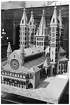 Model of Notre Dame Cathedral. Tournai, Belgium ( black and white)