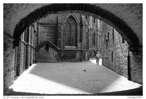 Arch ouside Notre Dame Cathedral. Tournai, Belgium