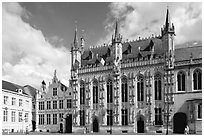 Gothic Town hall. Bruges, Belgium (black and white)