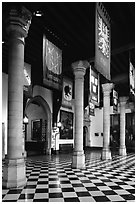 Entrance hall of the Stadhuis. Bruges, Belgium ( black and white)