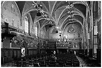 Gothic Hall of the town hall. Bruges, Belgium (black and white)