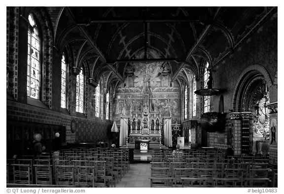 Upper Chapel of the Basilica of Holy Blood (Heilig-Bloedbasiliek). Bruges, Belgium (black and white)