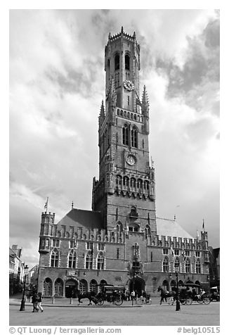 Hallen and Belfort. Bruges, Belgium (black and white)