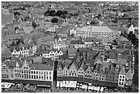 View of the town from the belfry. Bruges, Belgium (black and white)