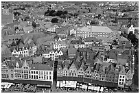 View of the town from the belfry. Bruges, Belgium (black and white)