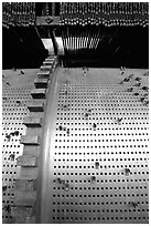 Wheel of the carillon inside Belfort. Bruges, Belgium (black and white)