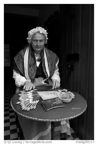 Lacemaker. Bruges, Belgium (black and white)