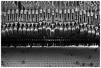 Carillon mechanism, beffroi. Bruges, Belgium (black and white)