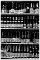 Large selection of bottled beers. Bruges, Belgium ( black and white)