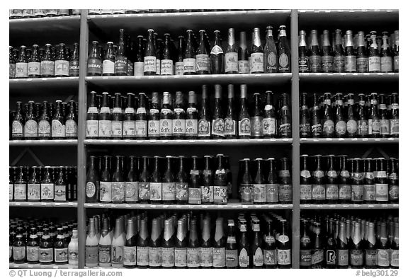 Beer bottles. Bruges, Belgium (black and white)