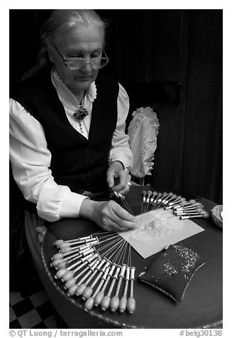 Lacemaker. Bruges, Belgium (black and white)