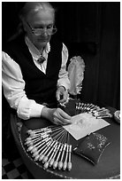 Lacemaker. Bruges, Belgium (black and white)