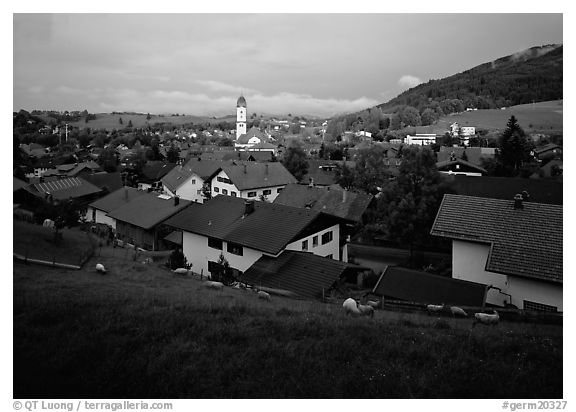 View of Nesselwang. Bavaria, Germany (black and white)