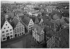 Panoramic view of the city. Rothenburg ob der Tauber, Bavaria, Germany (black and white)