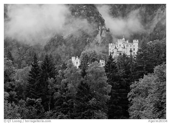 Hohenschwangau castle. Bavaria, Germany (black and white)