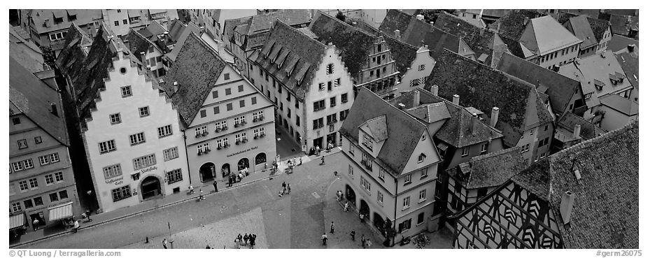 Medieval town of Rothenburg. Rothenburg ob der Tauber, Bavaria, Germany (black and white)