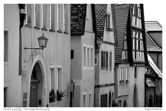 Row of colorful houses. Rothenburg ob der Tauber, Bavaria, Germany