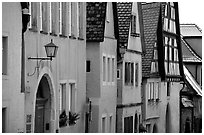 Row of colorful houses. Rothenburg ob der Tauber, Bavaria, Germany ( black and white)