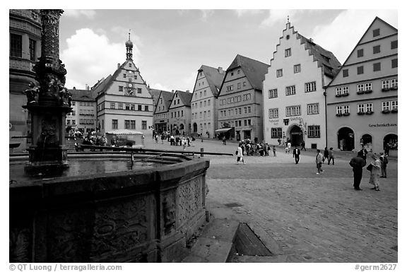 Fountain on Marktplatz. Rothenburg ob der Tauber, Bavaria, Germany