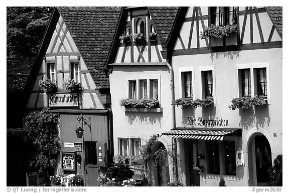 Row of colorful houses. Rothenburg ob der Tauber, Bavaria, Germany