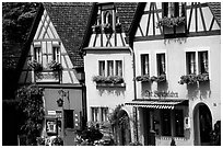 Row of colorful houses. Rothenburg ob der Tauber, Bavaria, Germany (black and white)