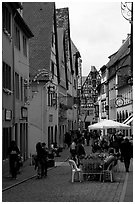 Lively street. Rothenburg ob der Tauber, Bavaria, Germany ( black and white)