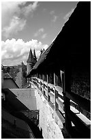 The well preserved ramparts. Rothenburg ob der Tauber, Bavaria, Germany (black and white)