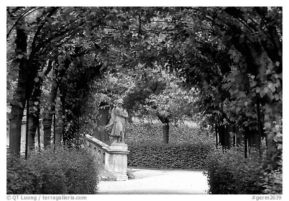 In the Residenz gardens. Wurzburg, Bavaria, Germany (black and white)