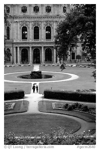 Gardens and Residenz. Wurzburg, Bavaria, Germany (black and white)