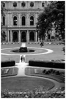 Gardens and Residenz. Wurzburg, Bavaria, Germany (black and white)