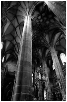 Interior of Sankt Lozenz Kirche. Nurnberg, Bavaria, Germany (black and white)