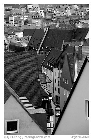 Old town rooftops. Nurnberg, Bavaria, Germany (black and white)