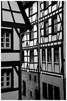 Timbered houses. Nurnberg, Bavaria, Germany (black and white)