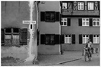 Biker,   Dinkelsbuhl. Bavaria, Germany (black and white)