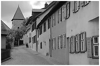 Row of houses,  Dinkelsbuhl. Bavaria, Germany ( black and white)