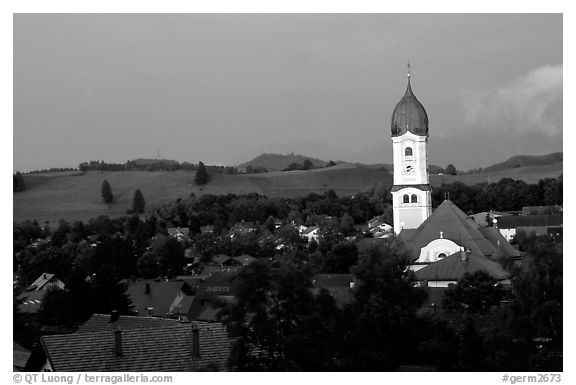 Nesselwang and St Andreas church. Bavaria, Germany