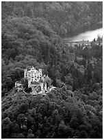 Hohenschwangau, built in 1832 for Maximillien II, King Ludwig's father. Bavaria, Germany (black and white)