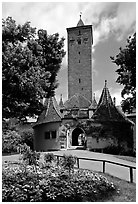 Rampart Tower. Rothenburg ob der Tauber, Bavaria, Germany (black and white)