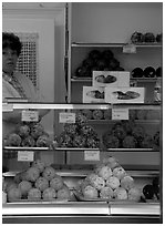 Schneeballen, a local specialty. Rothenburg ob der Tauber, Bavaria, Germany ( black and white)